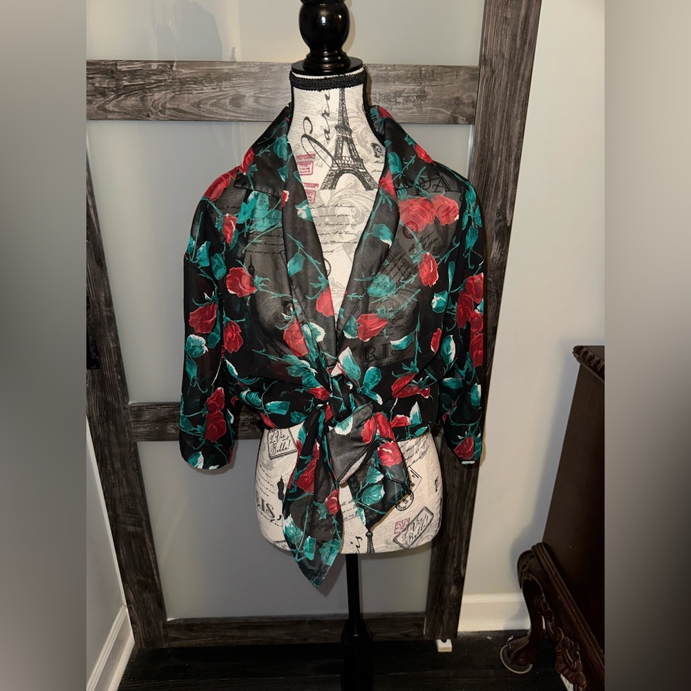 Floral Sheer Button Up Top